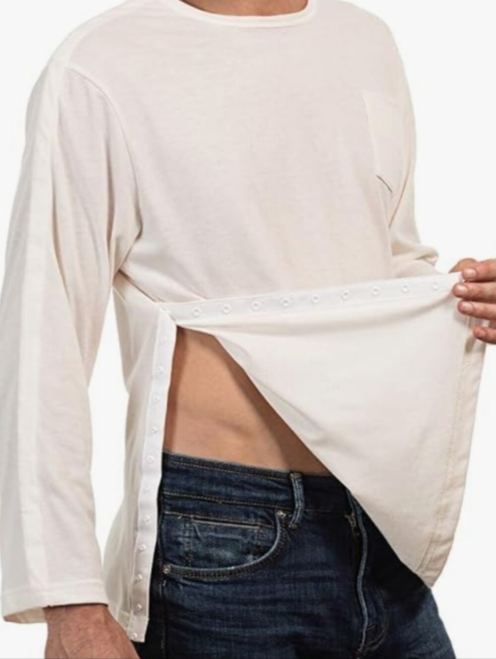 Post Surgery Recovery Shirt for Men - Snaps Tear Away Adaptive PostOp XXL PTP26"